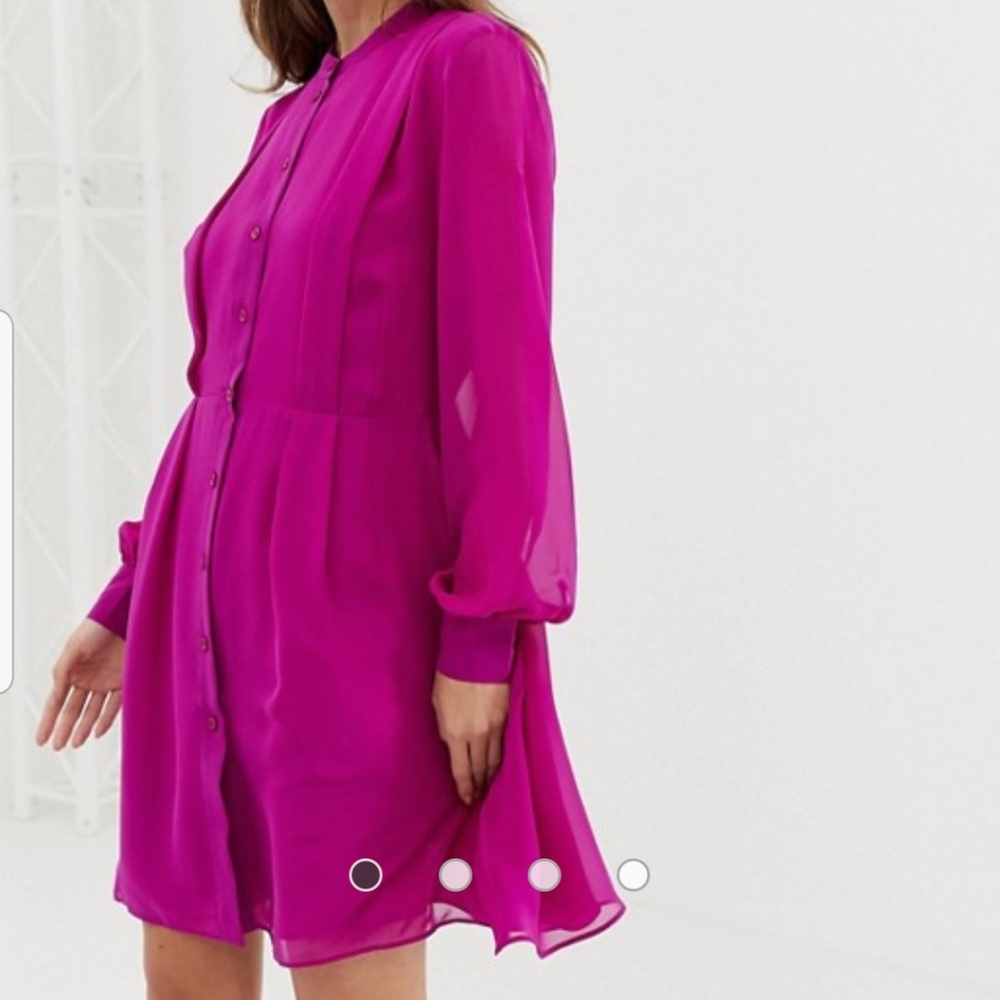 Warehouse Shirt Dress In Bright Pink
